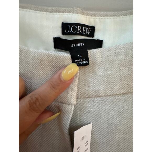 NWT J CREW Sydney Flax Beige Linen Blend Wide Leg Flat Front Trouser Pants Sz 18 - Picture 2 of 5